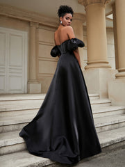 Off the Shoulder Sweetheart Prom Dress Black Plus Size