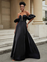 Off the Shoulder Sweetheart Prom Dress Black Plus Size