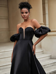 Off the Shoulder Sweetheart Prom Dress Black Plus Size