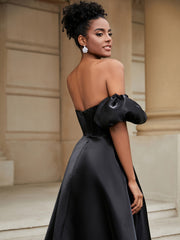 Off the Shoulder Sweetheart Prom Dress Black Plus Size