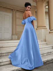 Off the Shoulder Sweetheart Prom Dress Blue
