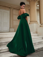 Off the Shoulder Sweetheart Prom Dress Dark Green Plus Size