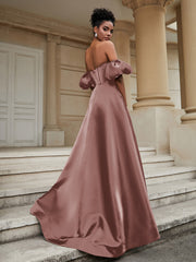 Off the Shoulder Sweetheart Prom Dress Dusty Rose Plus Size