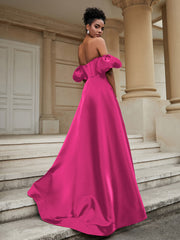 Off the Shoulder Sweetheart Prom Dress Fuchsia