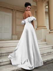 Off the Shoulder Sweetheart Prom Dress Ivory