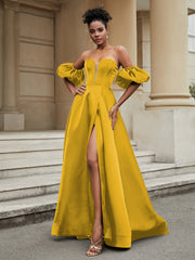 Off the Shoulder Sweetheart Prom Dress Marigold Plus Size