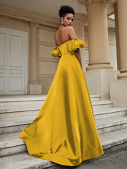 Off the Shoulder Sweetheart Prom Dress Marigold