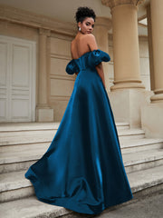 Off the Shoulder Sweetheart Prom Dress Ocean Blue