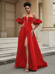 Off the Shoulder Sweetheart Prom Dress Red