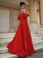 Off the Shoulder Sweetheart Prom Dress Red