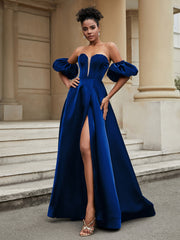 Off the Shoulder Sweetheart Prom Dress Royal Blue Plus Size