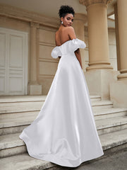 Off the Shoulder Sweetheart Prom Dress White