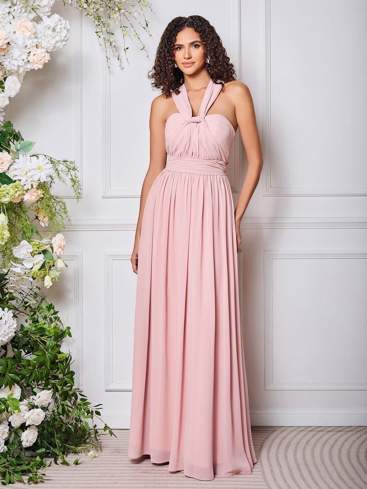 grecian style bridesmaid dresses uk BABARONI Chiffon Dusty Rose A-line Floor-length Ruched – BABARONI ancient greek style wedding dresses