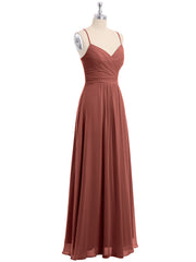 Sweetheart Neck Chiffon Gown with Spaghetti Straps Terracotta