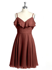 Short Bridesmaid Dress with Flutter Sleeves Terracotta