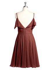 Short Bridesmaid Dress with Flutter Sleeves Terracotta