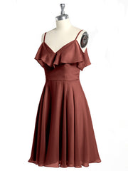 Short Bridesmaid Dress with Flutter Sleeves Terracotta