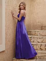 V-neck Floor-length Sheath Velvet Dress With Slit Regency Plus Size