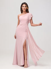 Sheath A-Line One Shoulder Dress Dusty Rose
