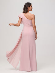 Sheath A-Line One Shoulder Dress Dusty Rose
