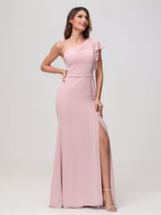 Sheath A-Line One Shoulder Dress Dusty Rose