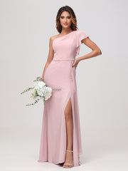 Sheath A-Line One Shoulder Dress Dusty Rose