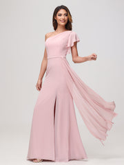 Sheath A-Line One Shoulder Dress Dusty Rose