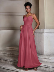 Cross-pleated Spaghetti Strap Chiffon Dress Cinnamon Rose Plus Size