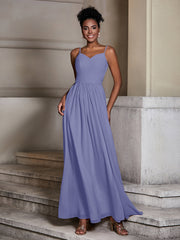 Cross-pleated Spaghetti Strap Chiffon Dress Periwinkle Plus Size