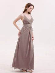 Deep V Neck Chiffon Low Back Dresses Dusk