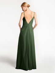Spaghetti Strap Sweetheart Cascade Skirt Dress Olive Green