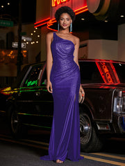 One Shoulder Jersey Gown With Slit Regency