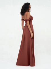 Sweetheart Neck Off Shoulder Empire Chiffon Dresses Terracotta
