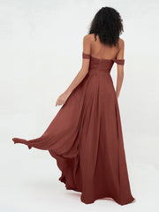 Sweetheart Neck Off Shoulder Empire Chiffon Dresses Terracotta