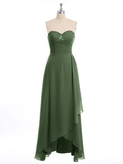Strapless Sweetheart Dresses with Cascade Skirt Olive Green