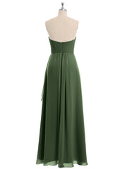 Strapless Sweetheart Dresses with Cascade Skirt Olive Green