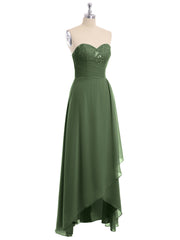 Strapless Sweetheart Dresses with Cascade Skirt Olive Green
