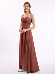 Strapless Sweetheart Dresses with Cascade Skirt Terracotta