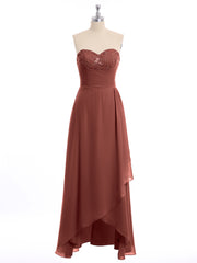 Strapless Sweetheart Dresses with Cascade Skirt Terracotta