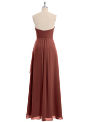 Strapless Sweetheart Dresses with Cascade Skirt Terracotta