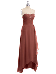 Strapless Sweetheart Dresses with Cascade Skirt Terracotta
