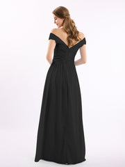 Long Cap Sleeves Chiffon Dress with Lace Top Plum