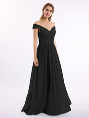 Long Cap Sleeves Chiffon Dress with Lace Top Plum