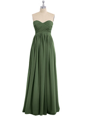 Empire Long Chiffon Dresses with Sweethart Olive Green