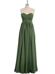 Empire Long Chiffon Dresses with Sweethart Olive Green