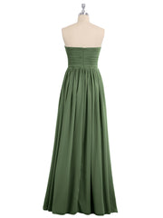Empire Long Chiffon Dresses with Sweethart Olive Green
