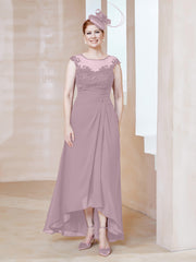 Illusion Neckline Chiffon Dress With Lace Dusk Plus Size