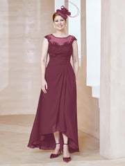 Illusion Neckline Chiffon Dress With Lace Mulberry Plus Size