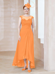 Illusion Neckline Chiffon Dress With Lace Orange Plus Size