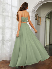Sexy Spaghetti Strap Ruffled Cutout Maxi Dress Dusty Sage Plus Size